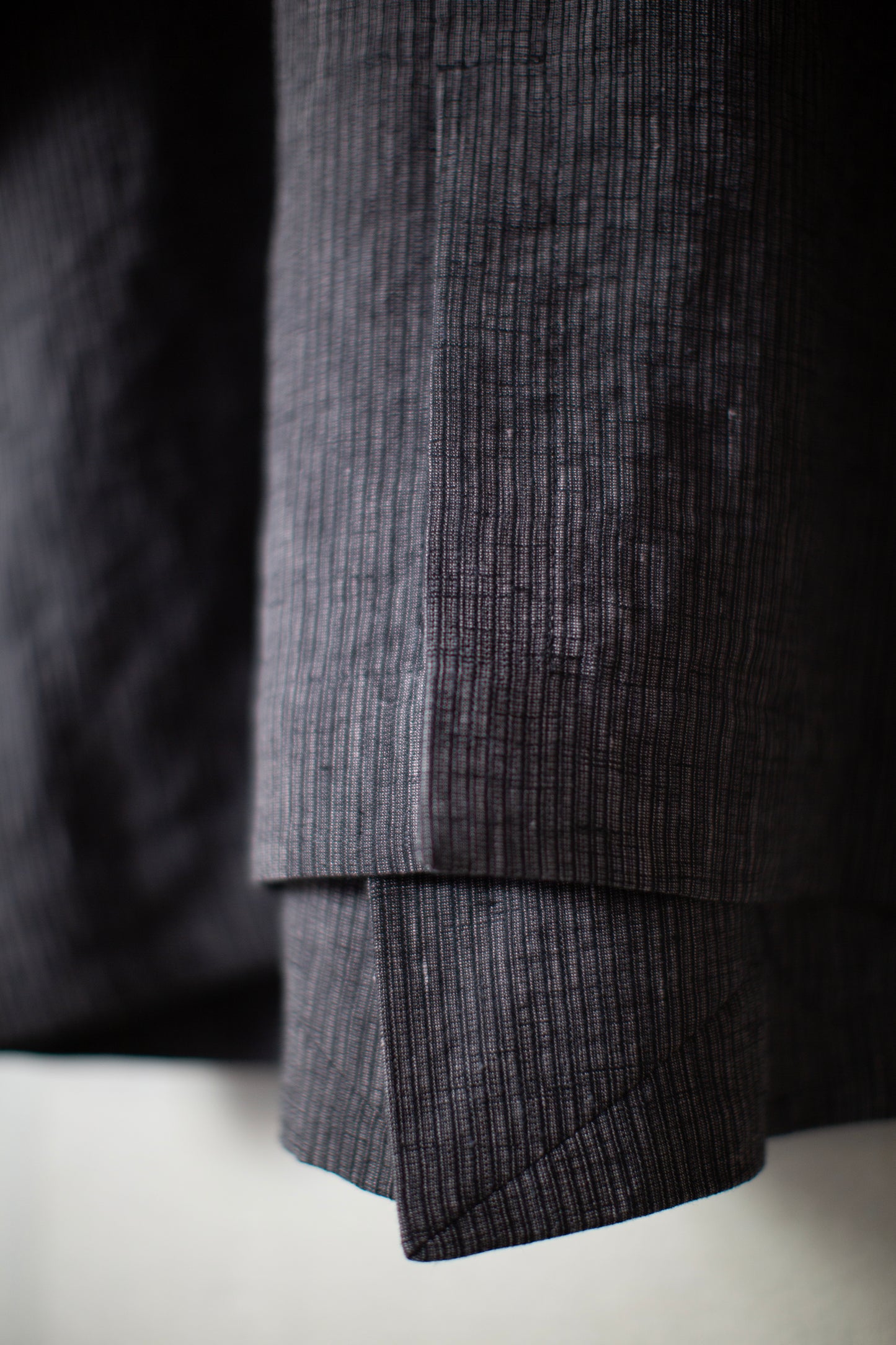 JACKET#63 - HEMP CLOTH DARK GREY STRIPED