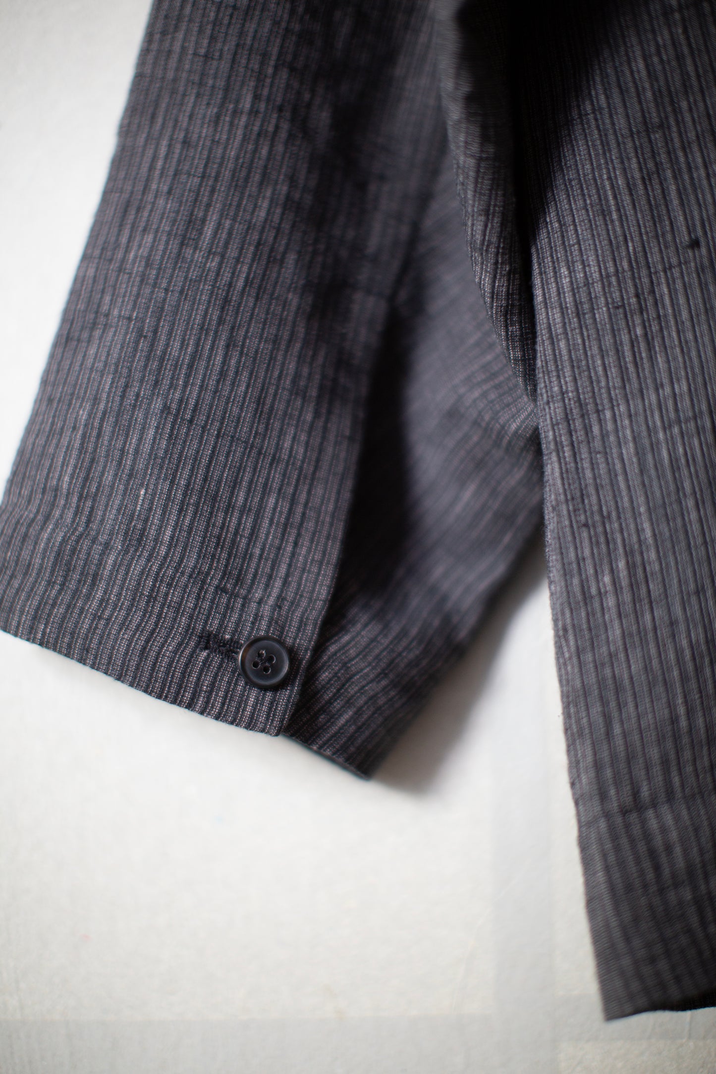 JACKET#63 - HEMP CLOTH DARK GREY STRIPED