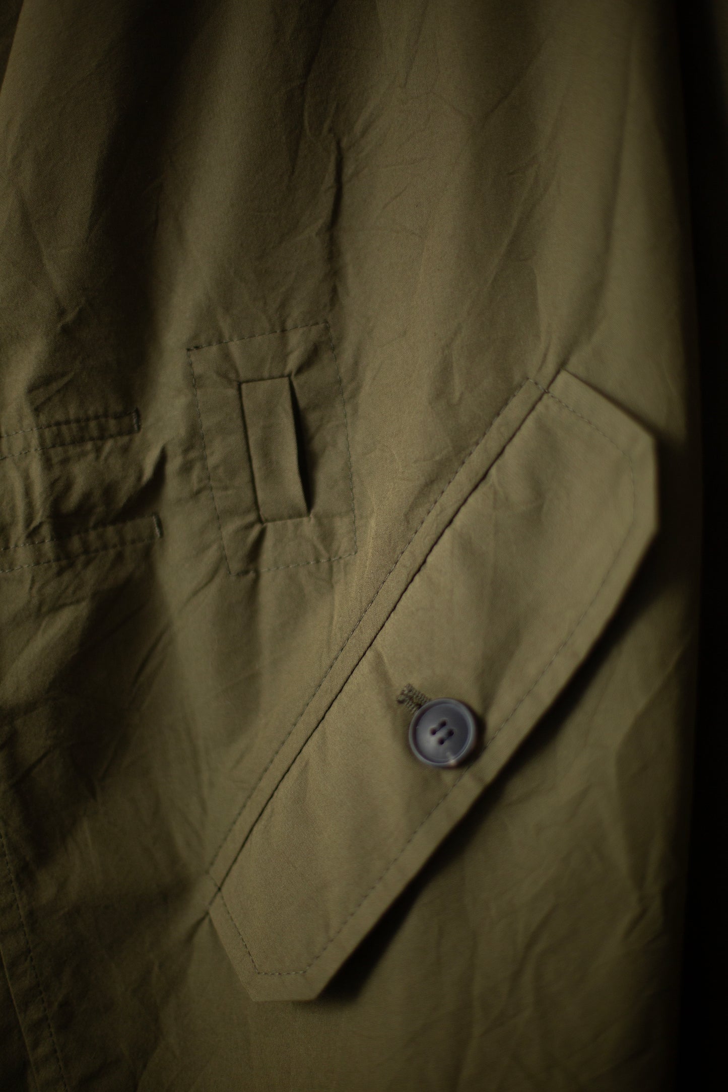 COAT#32 - COTTON SILK CANVAS ARMY GREEN