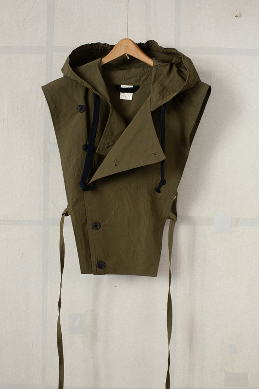 HOODPIECE#1 - COTTON SILK CANVAS ARMY GREEN