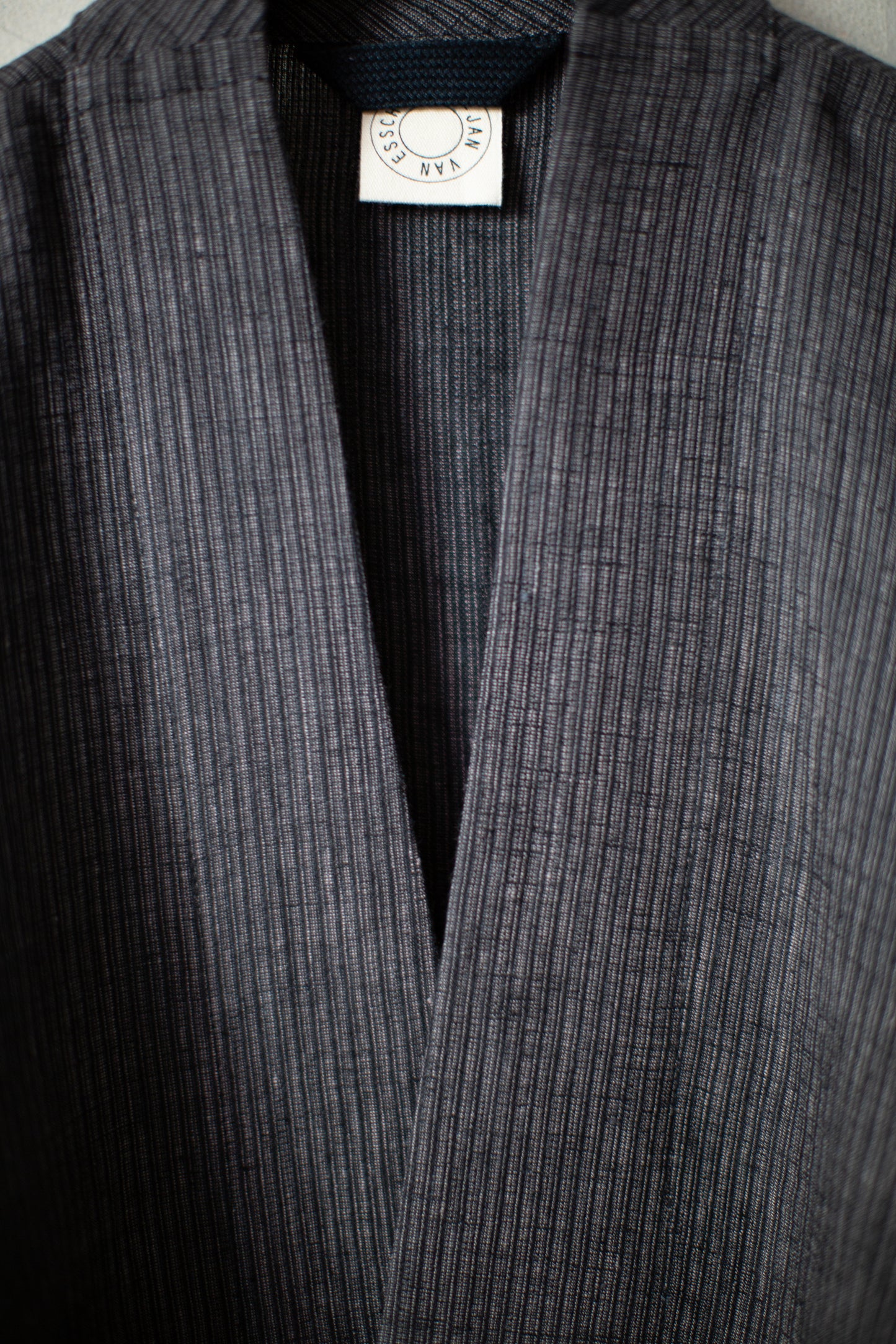 JACKET#63 - HEMP CLOTH DARK GREY STRIPED