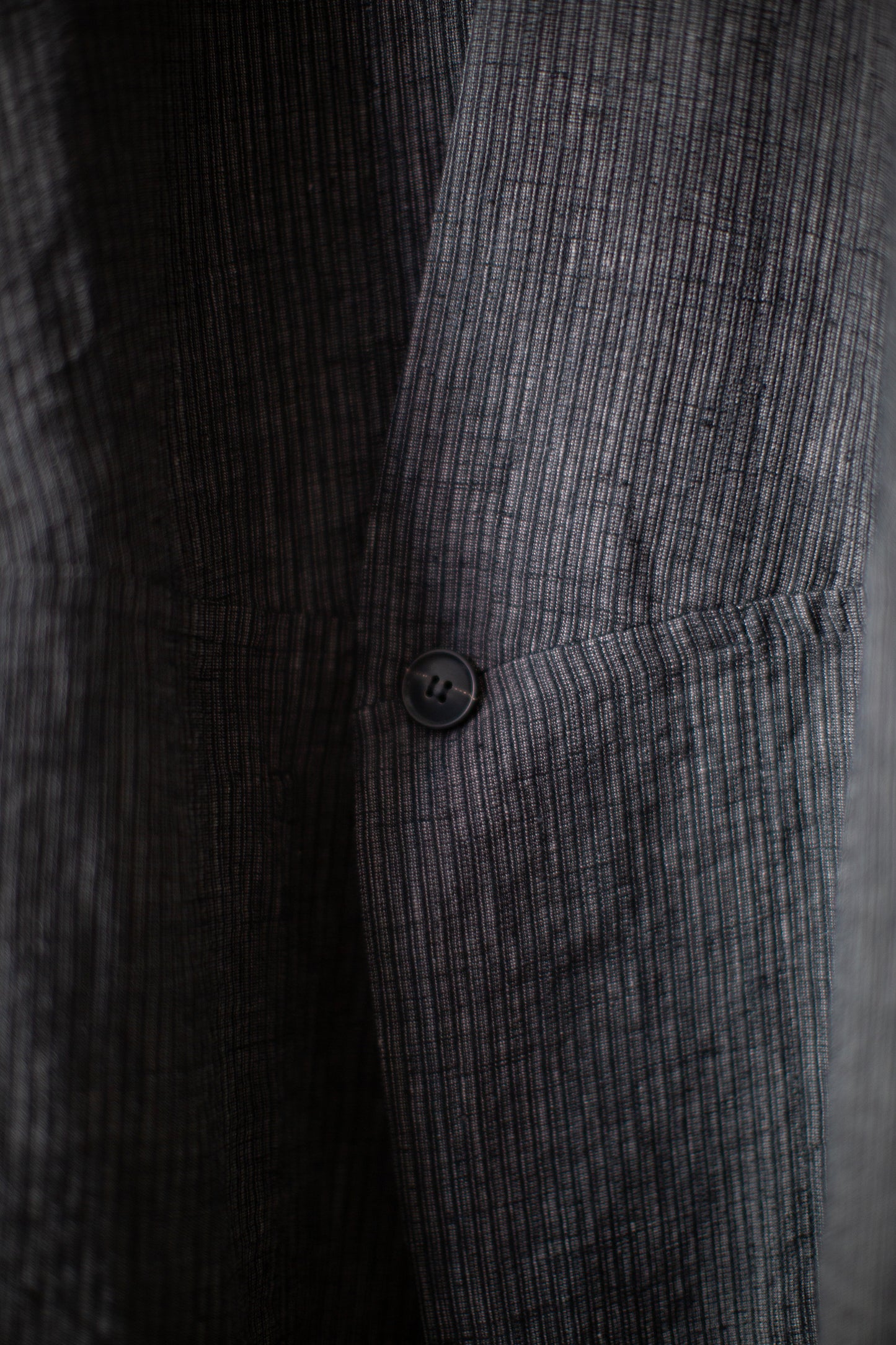 JACKET#63 - HEMP CLOTH DARK GREY STRIPED