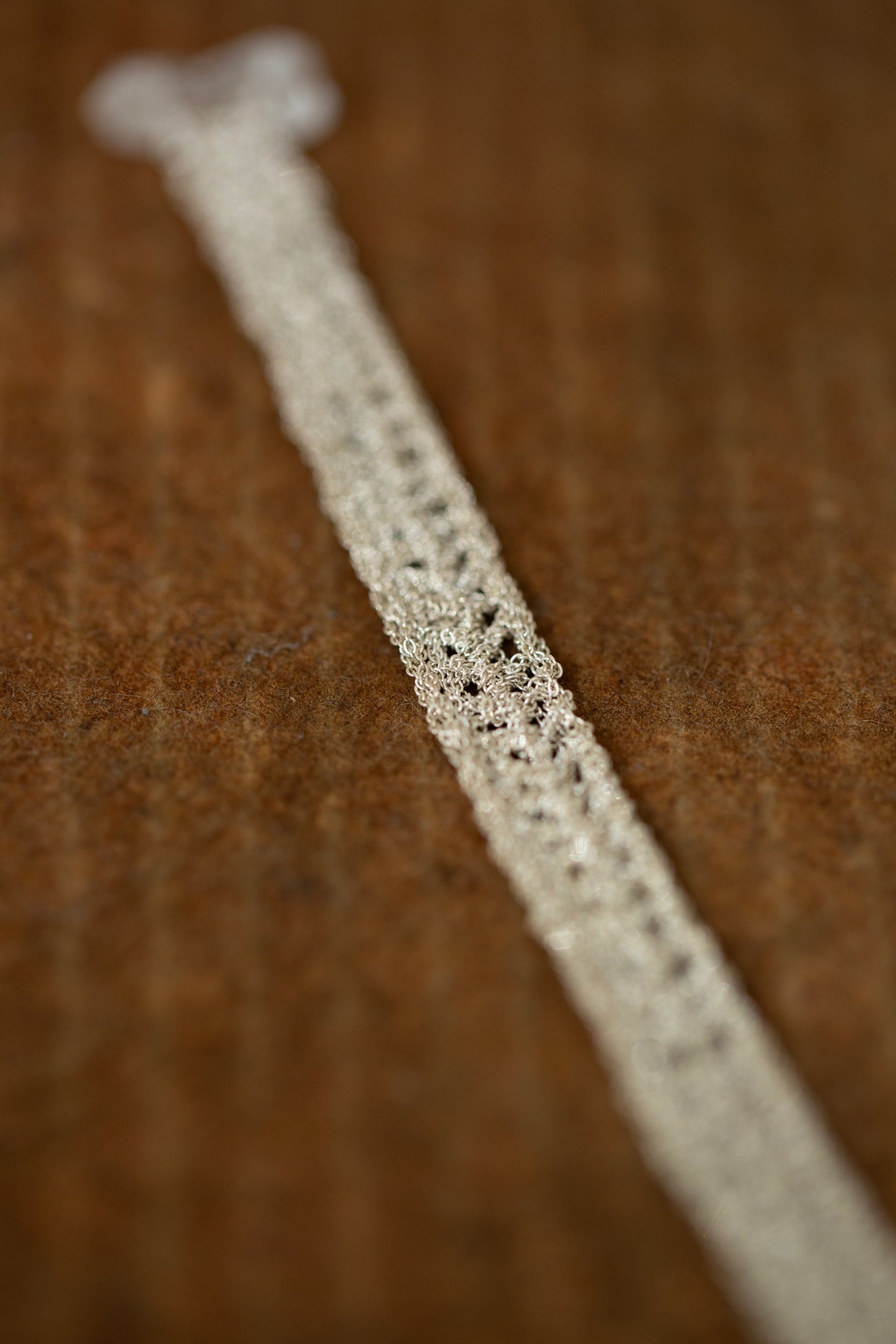 crochet silver chain bracelet