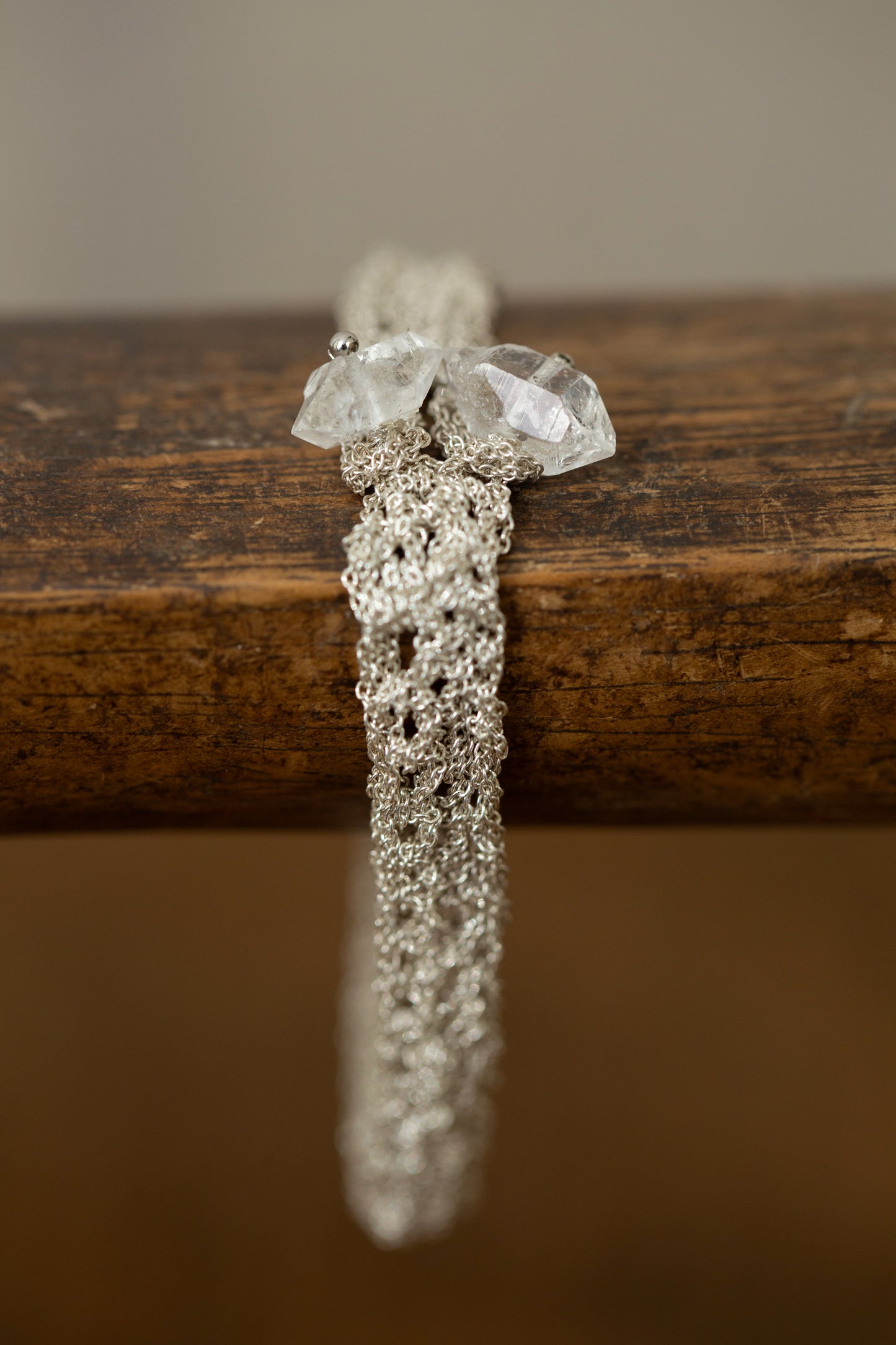 crochet silver chain bracelet