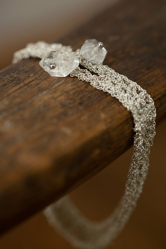 crochet silver chain bracelet