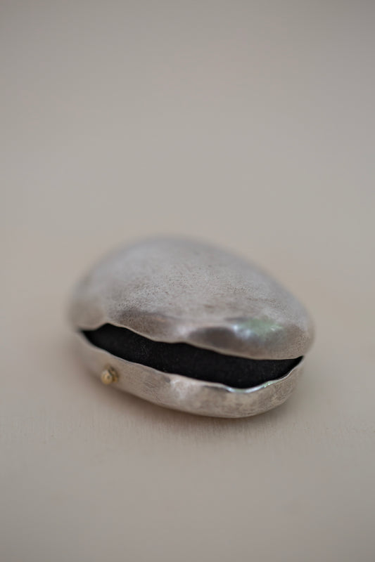 Pure sterling silver stone vessel by Mayumi Utsunomiya
