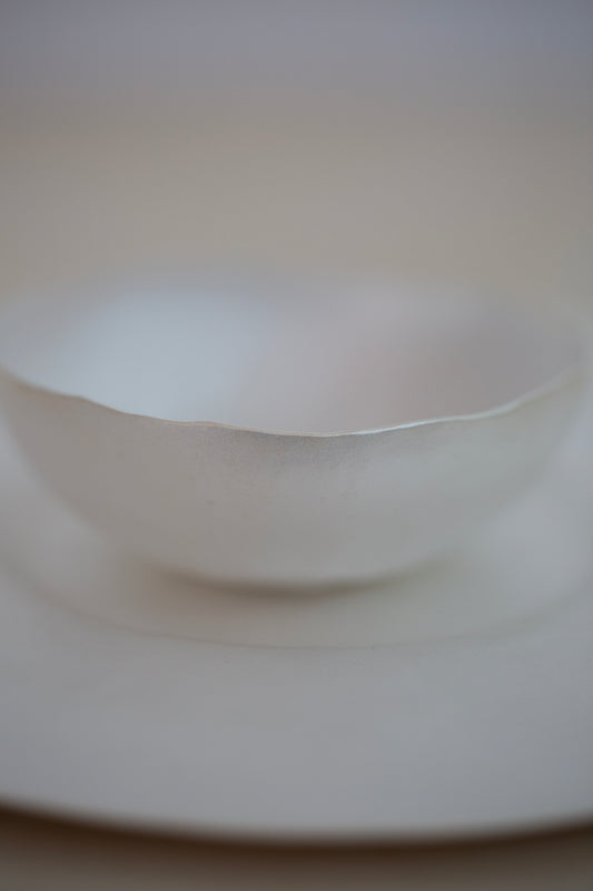Set of sterling silver coated plate + cup by Mayumi Utsunomiya