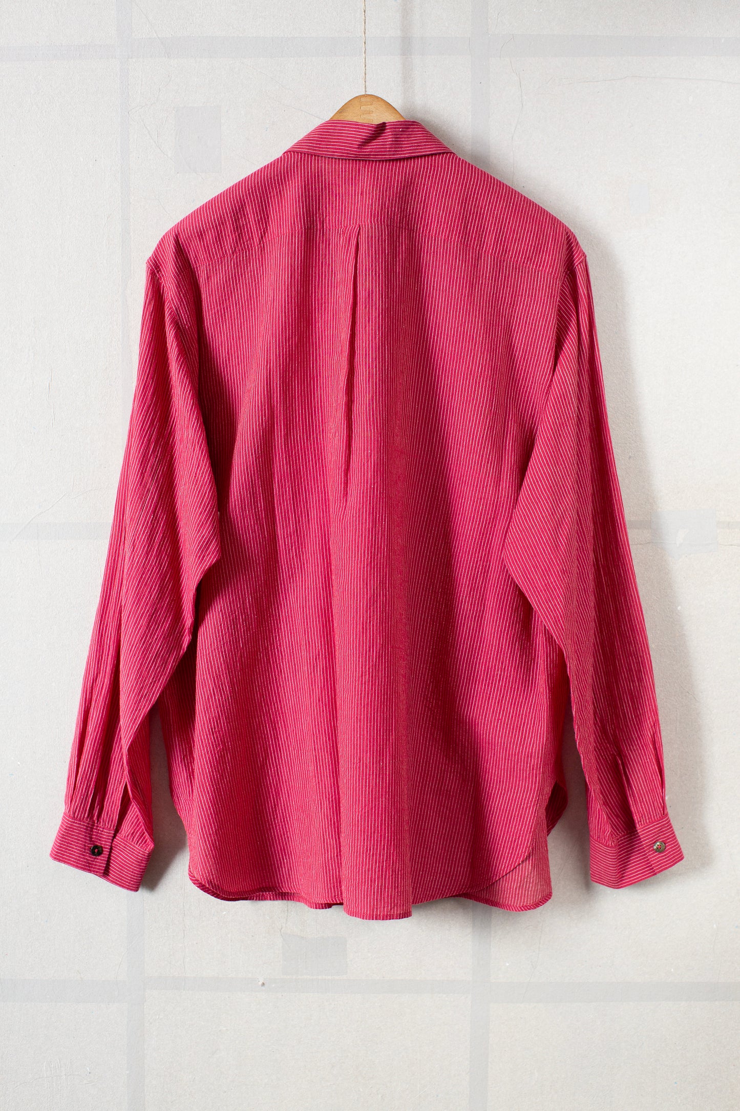 Magenta fine stripe handwoven shirt