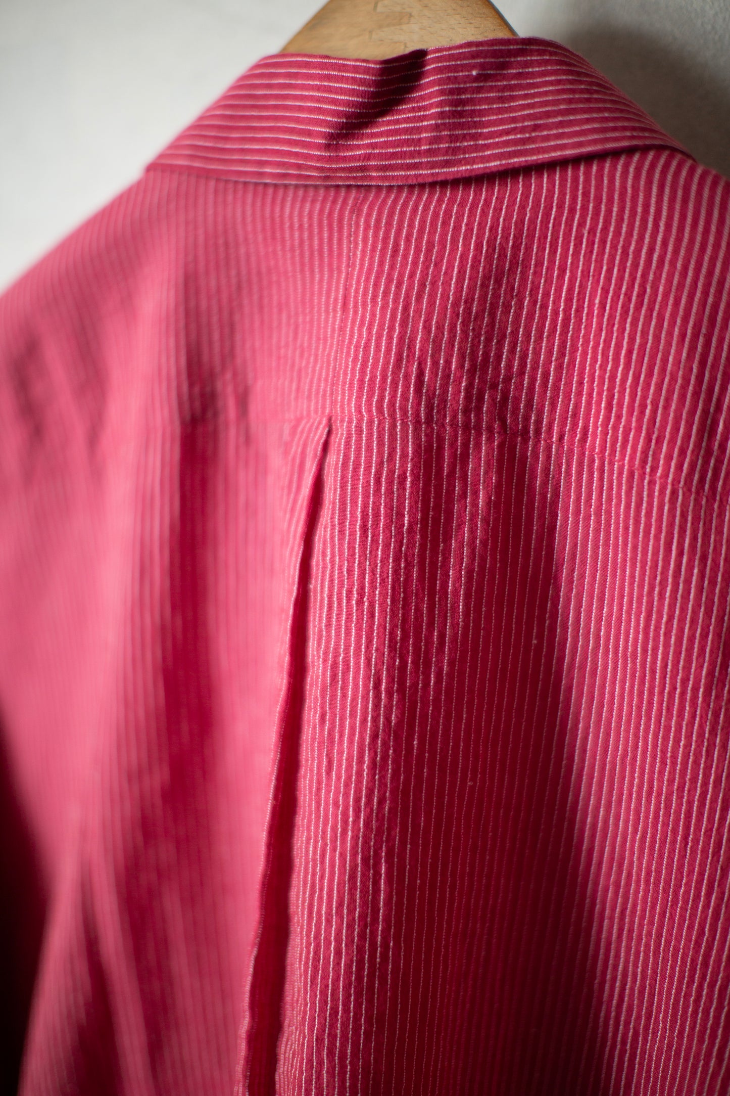 Magenta fine stripe handwoven shirt