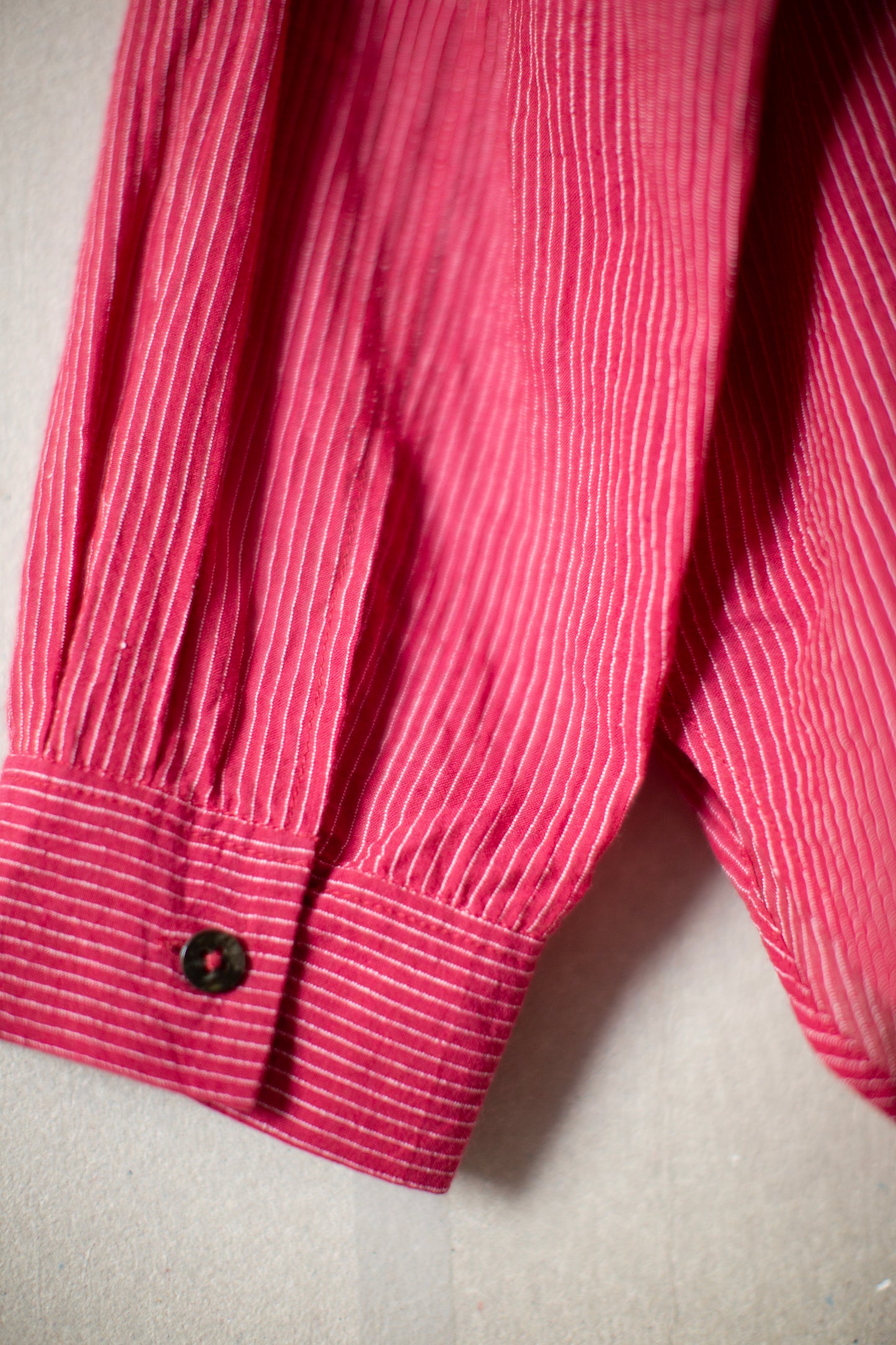 Magenta fine stripe handwoven shirt