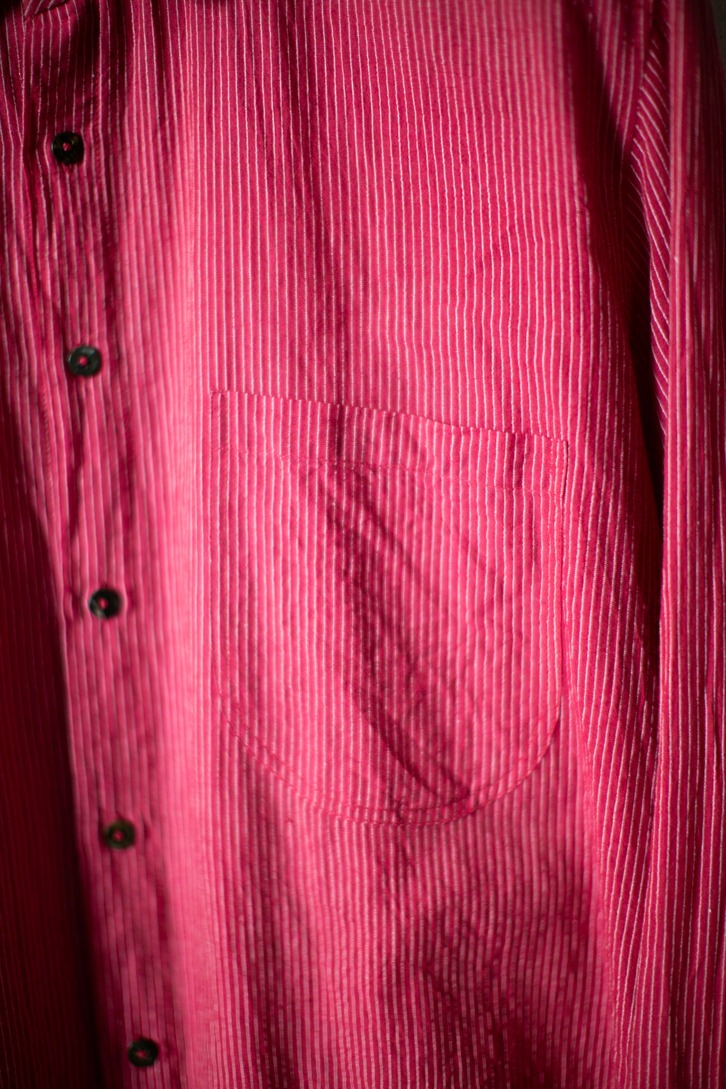 Magenta fine stripe handwoven shirt