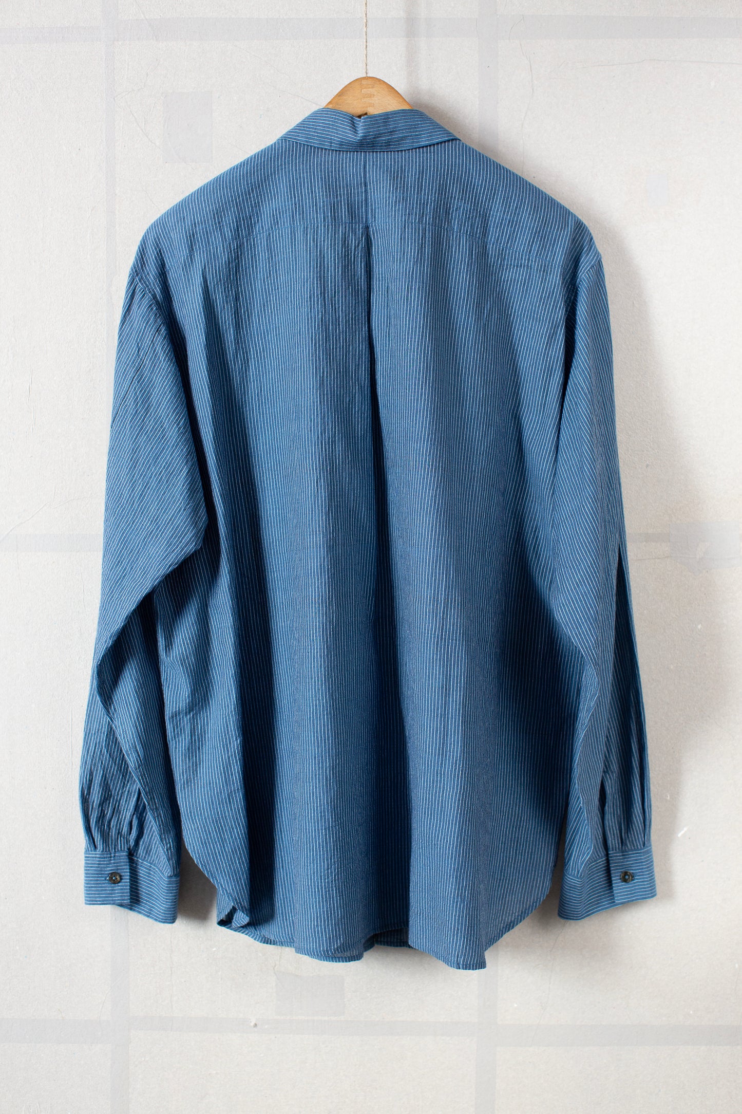 Blue fine stripe handwoven shirt