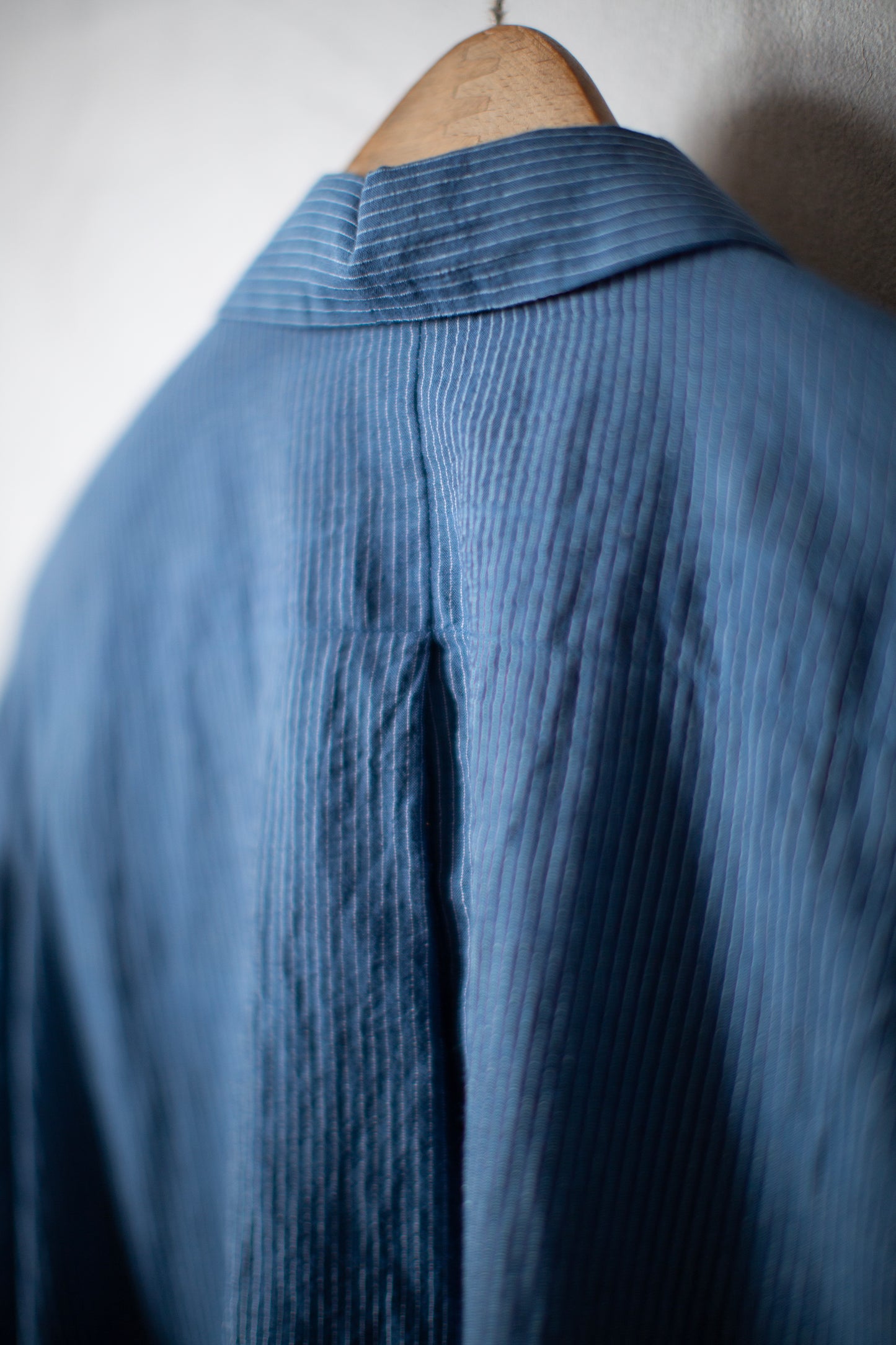 Blue fine stripe handwoven shirt