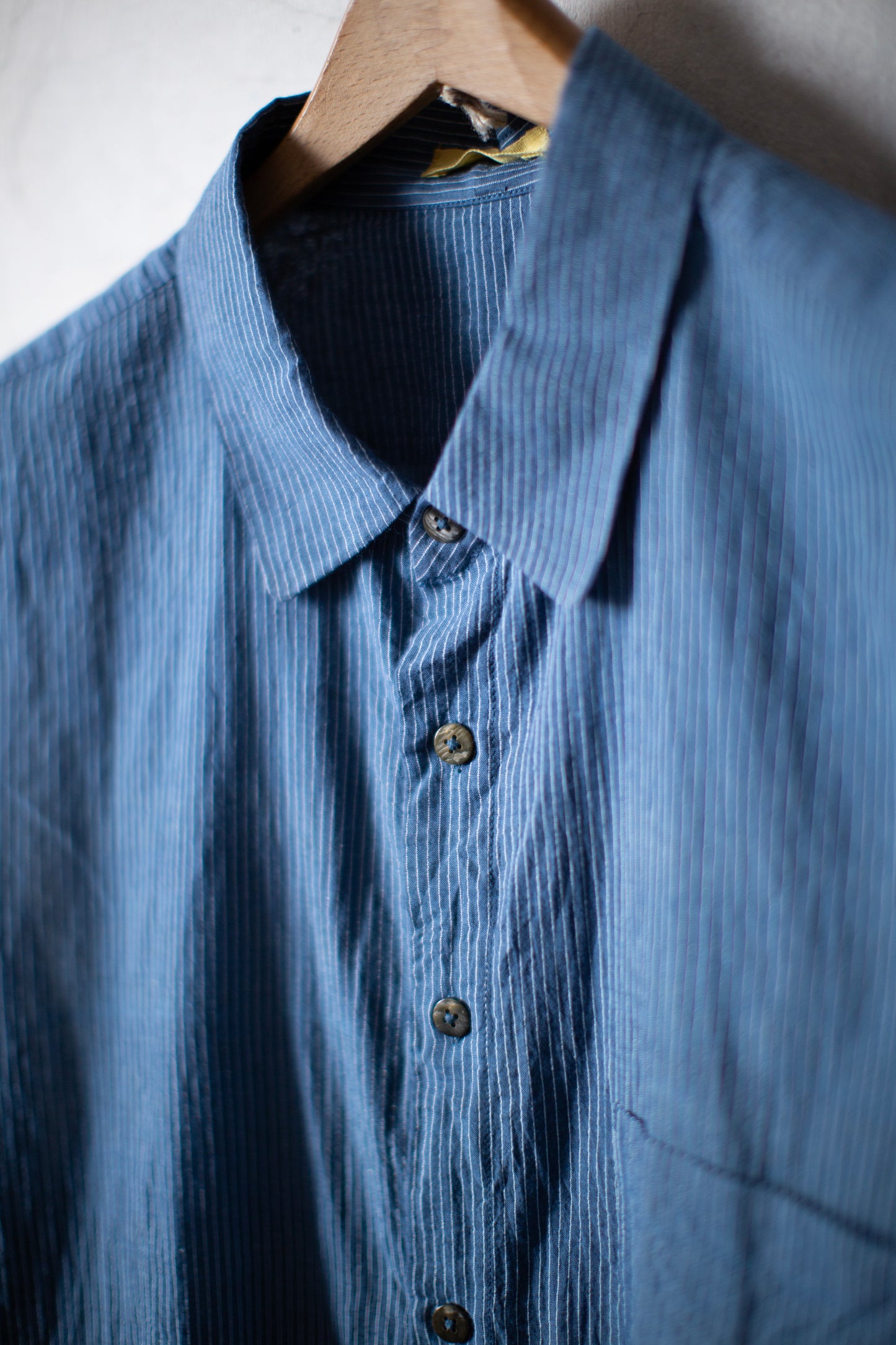 Blue fine stripe handwoven shirt