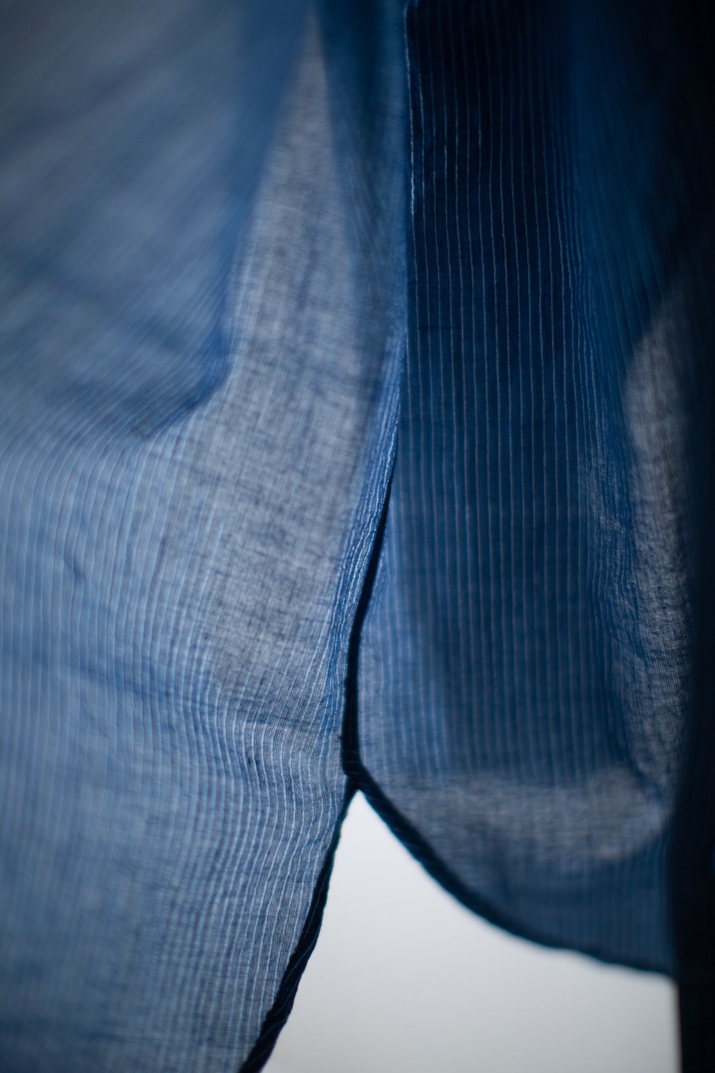 Blue fine stripe handwoven shirt
