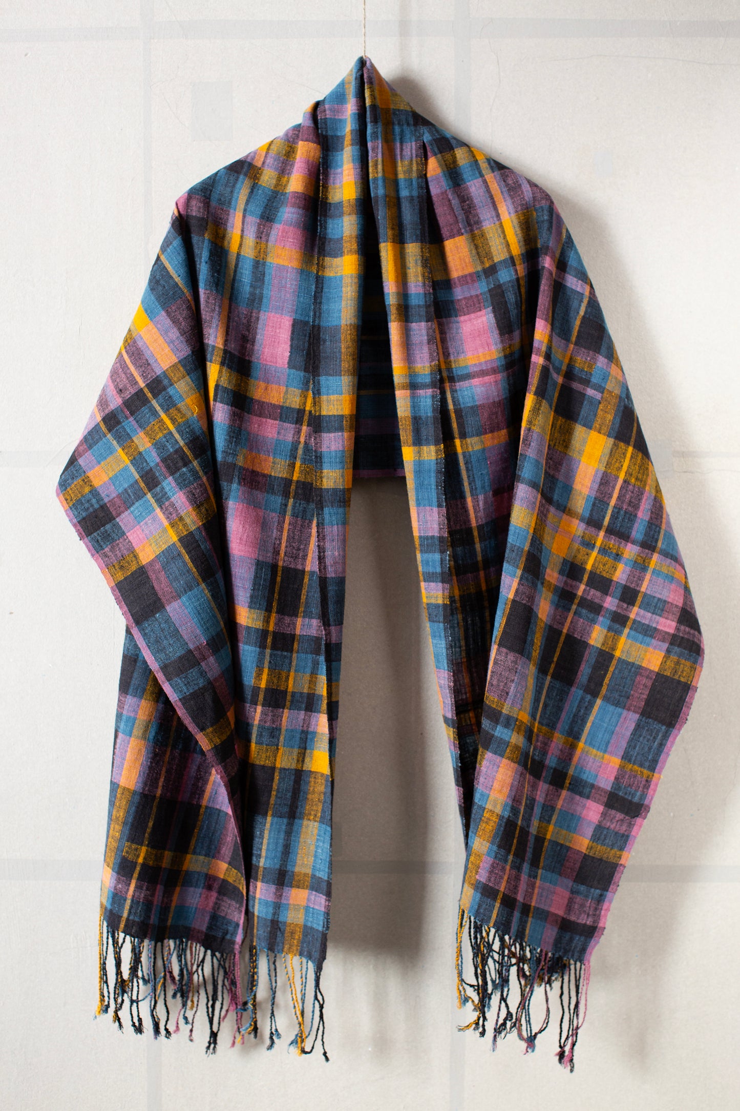 SCARF#40 - HANDWOVEN COLOURED PLAID
