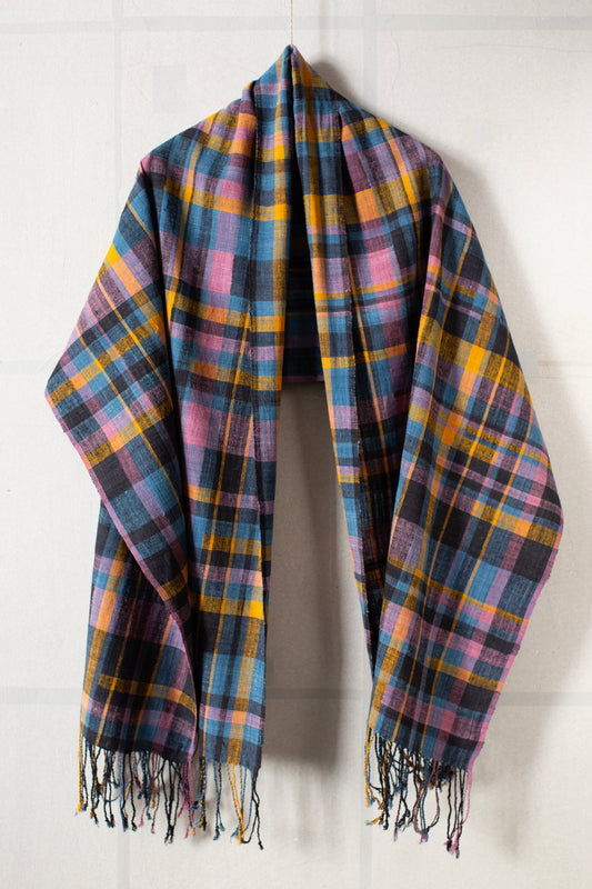 SCARF#40 - HANDWOVEN COLOURED PLAID