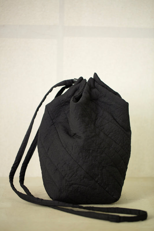BAG#41 - WOOL SILK CLOTH PADDED DEEP BLACK