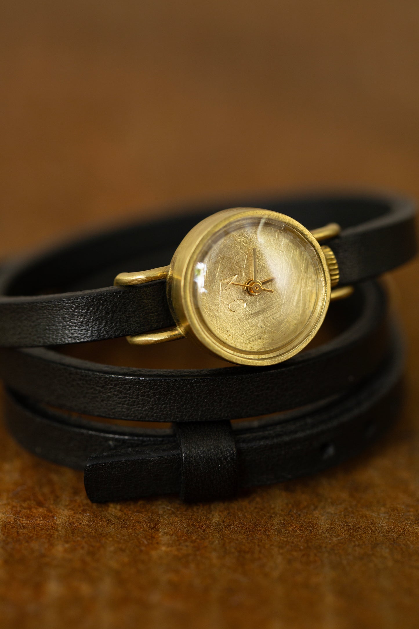 Extra small tripple wrist wrap brass watch