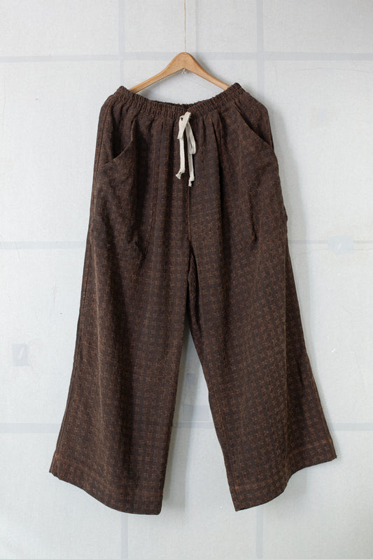 dk brown doro dyed silk cotton wide easy pants