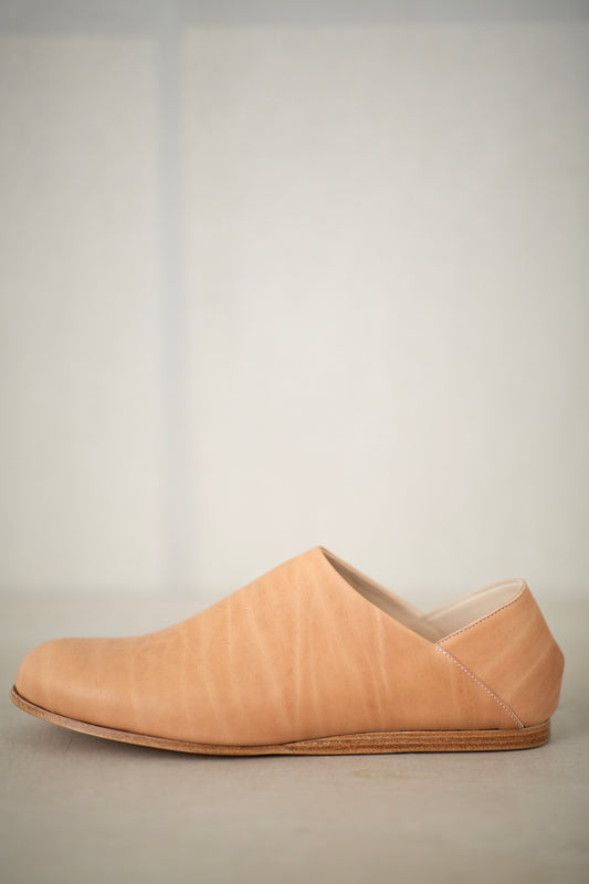 handmade cowhide babouche natural