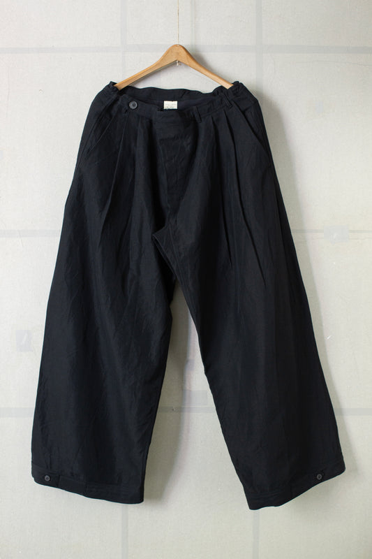 TROUSERS#87 - LINEN WOOL TWILL PITCH BLACK