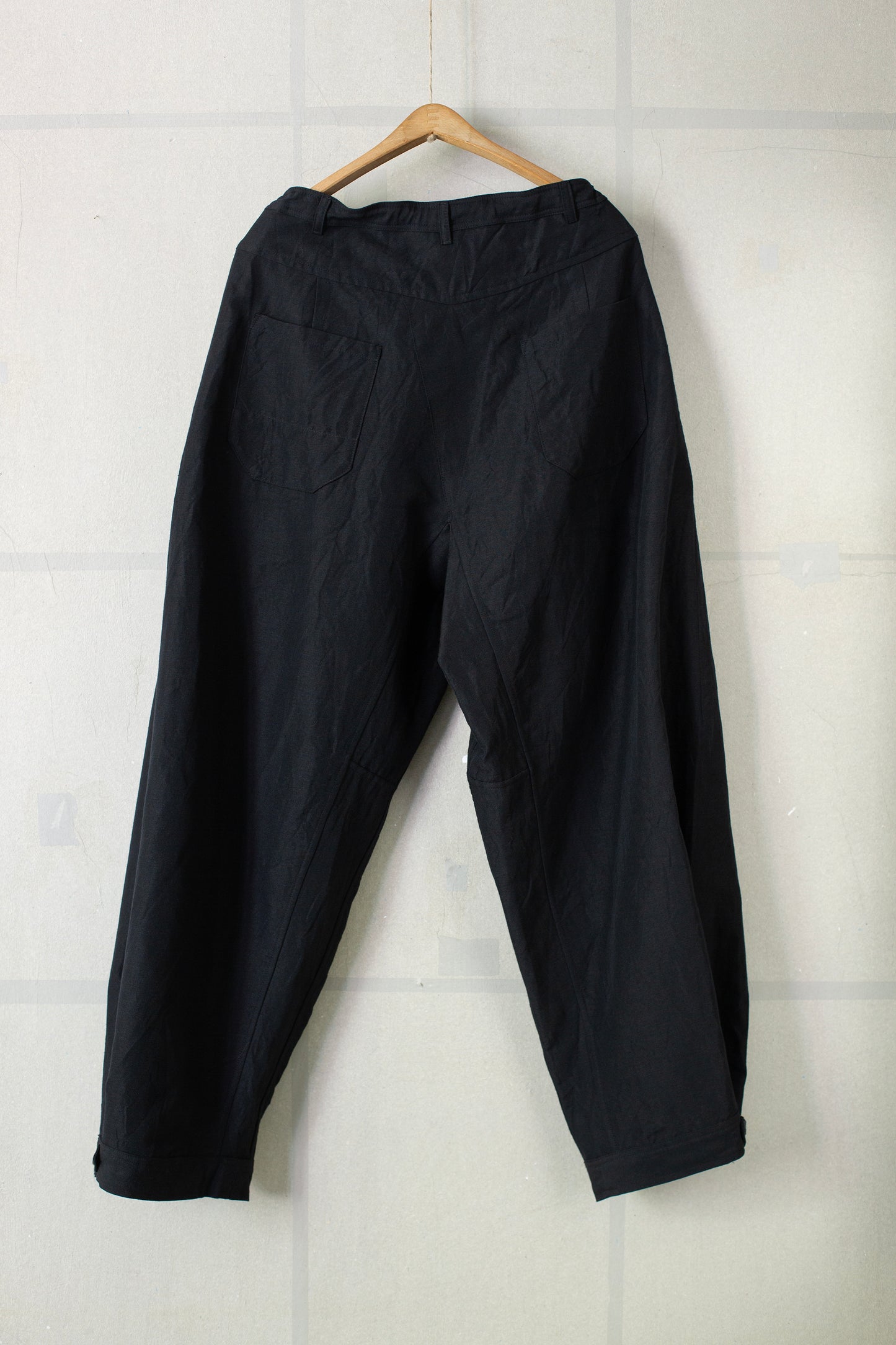 TROUSERS#87 - LINEN WOOL TWILL PITCH BLACK