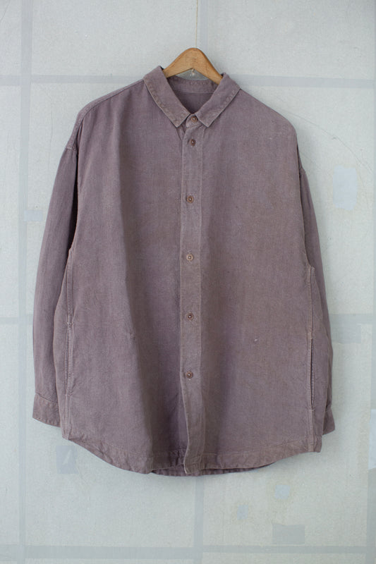 Big shirt jacket in dark horse chestnut brushed hemp