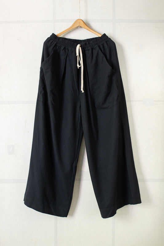 black brushed soft wool cloth wide easy pants