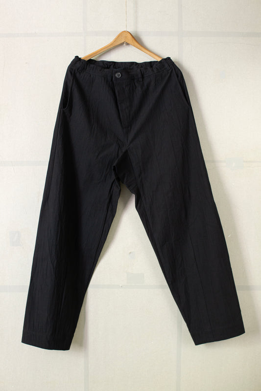 TROUSERS#72 - WRINKLE COTTON BLACK STRIPED