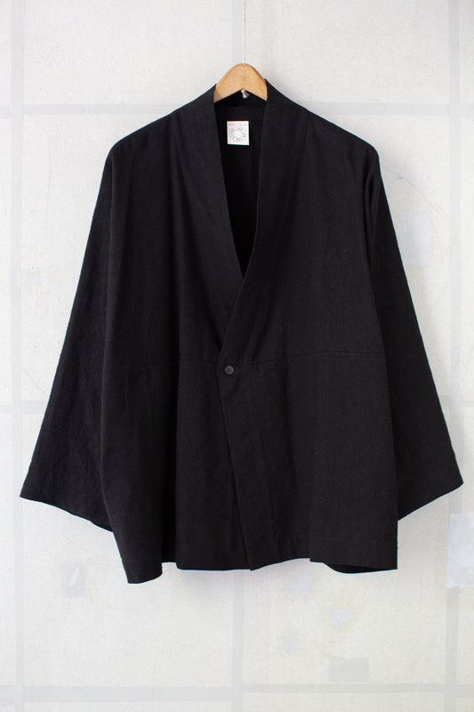 SHIRT#115 - BLACK HEMP SILK NAPPY CLOTH