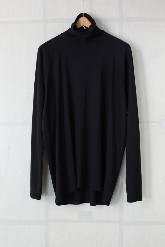 TEE#65 - COTTON/CASHMERE 1/1 RIB BLACK