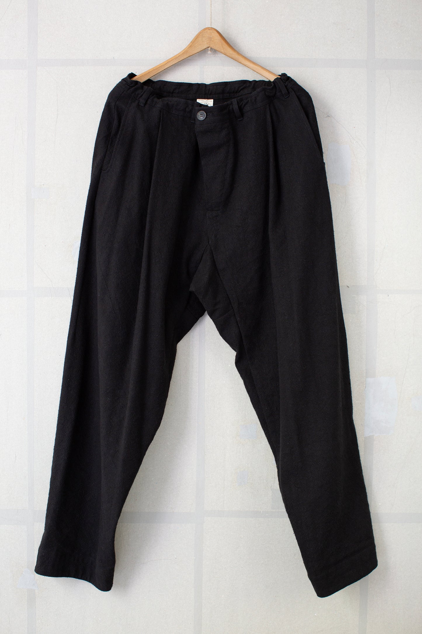 TROUSERS#92 - BLACK HEMP SILK NAPPY CLOTH