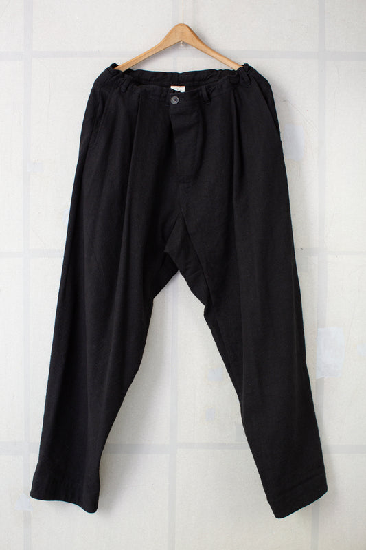 TROUSERS#92 - BLACK HEMP SILK NAPPY CLOTH