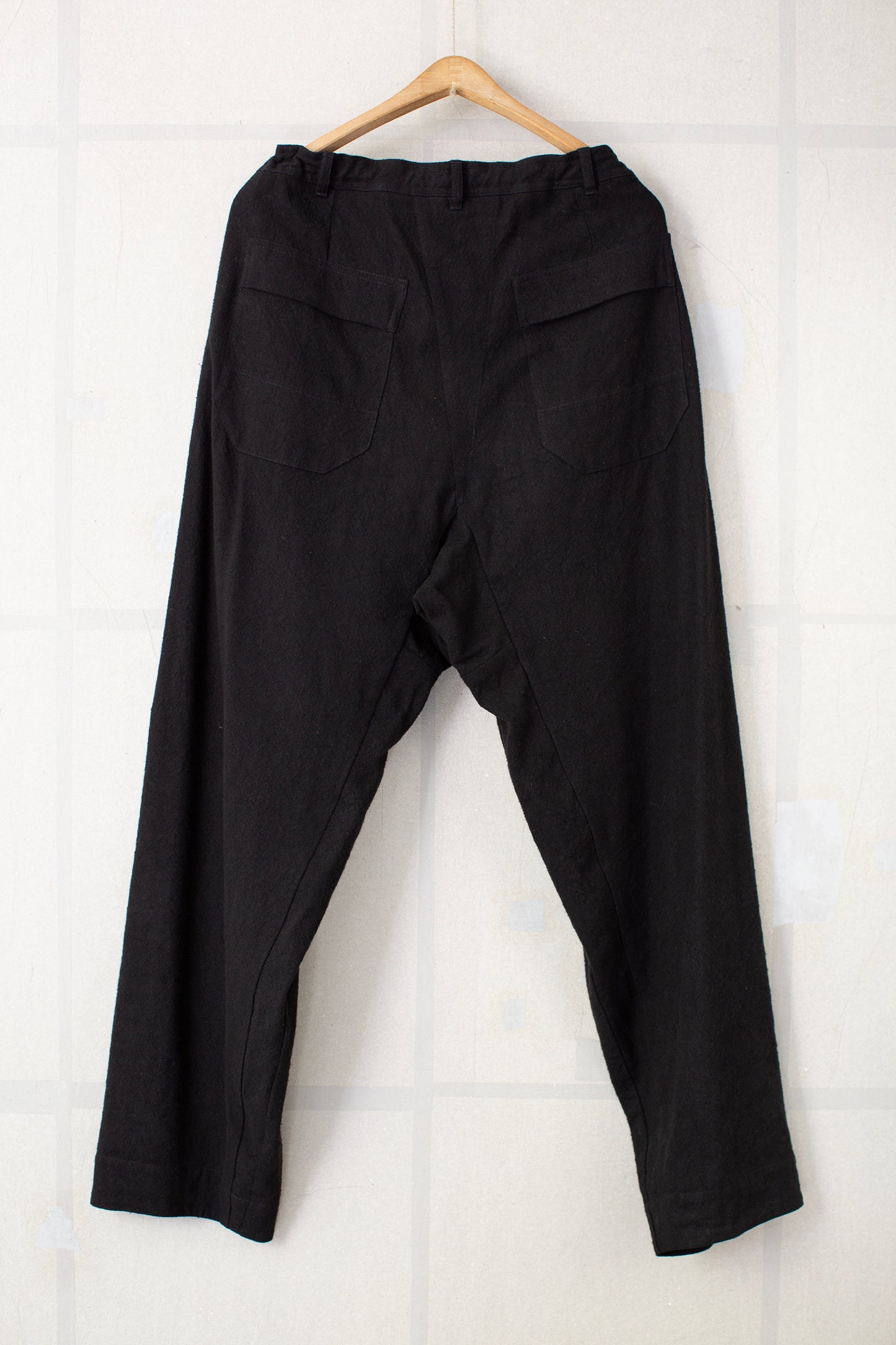 TROUSERS#92 - BLACK HEMP SILK NAPPY CLOTH