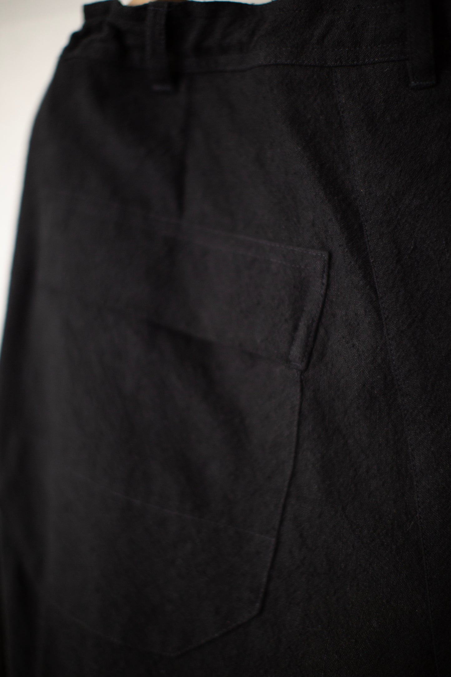 TROUSERS#92 - BLACK HEMP SILK NAPPY CLOTH