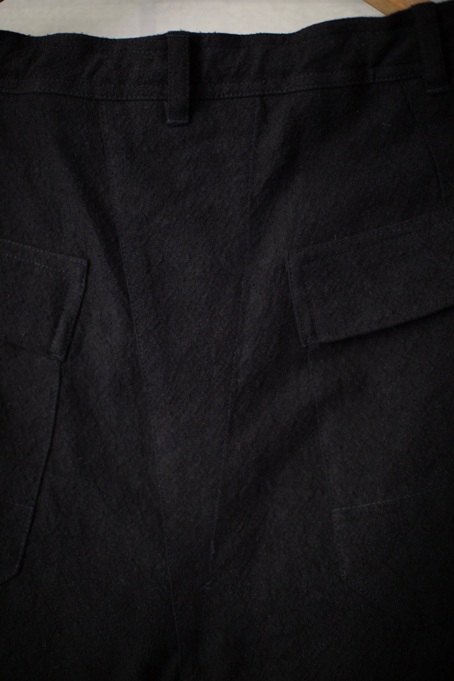 TROUSERS#92 - BLACK HEMP SILK NAPPY CLOTH