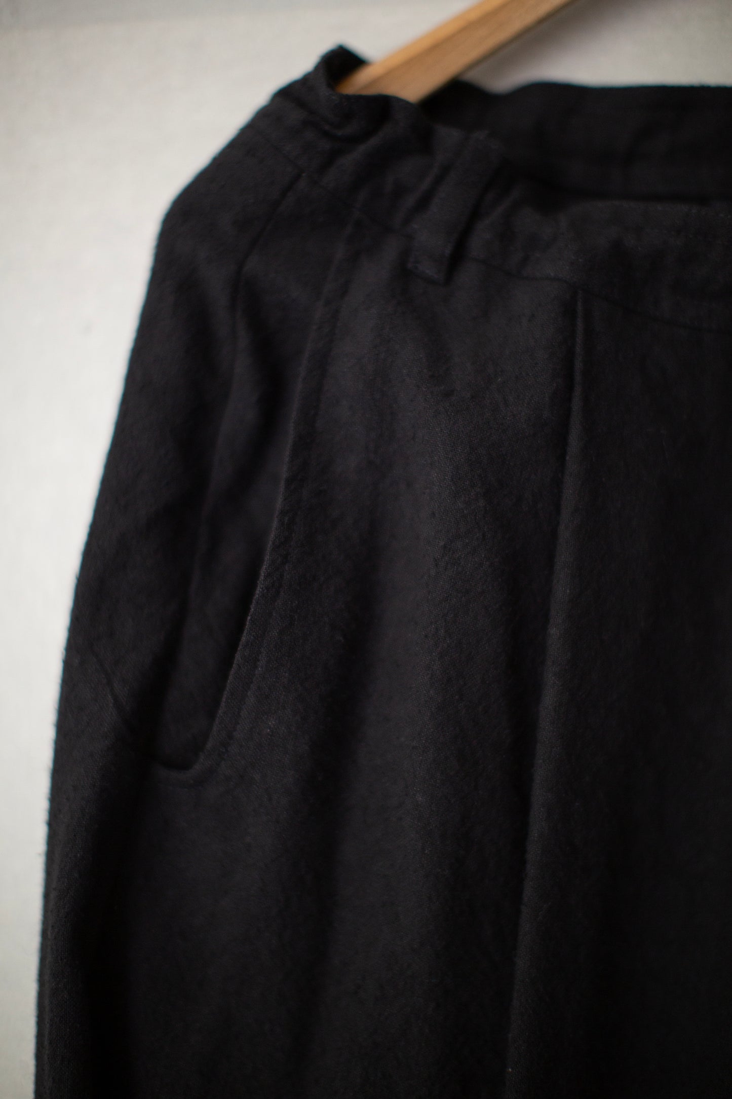 TROUSERS#92 - BLACK HEMP SILK NAPPY CLOTH