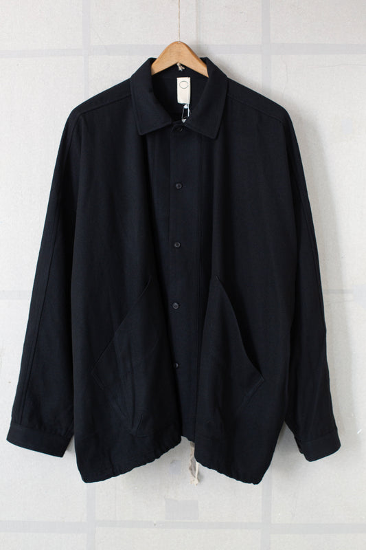 black brushed soft wool cloth balloon shirt