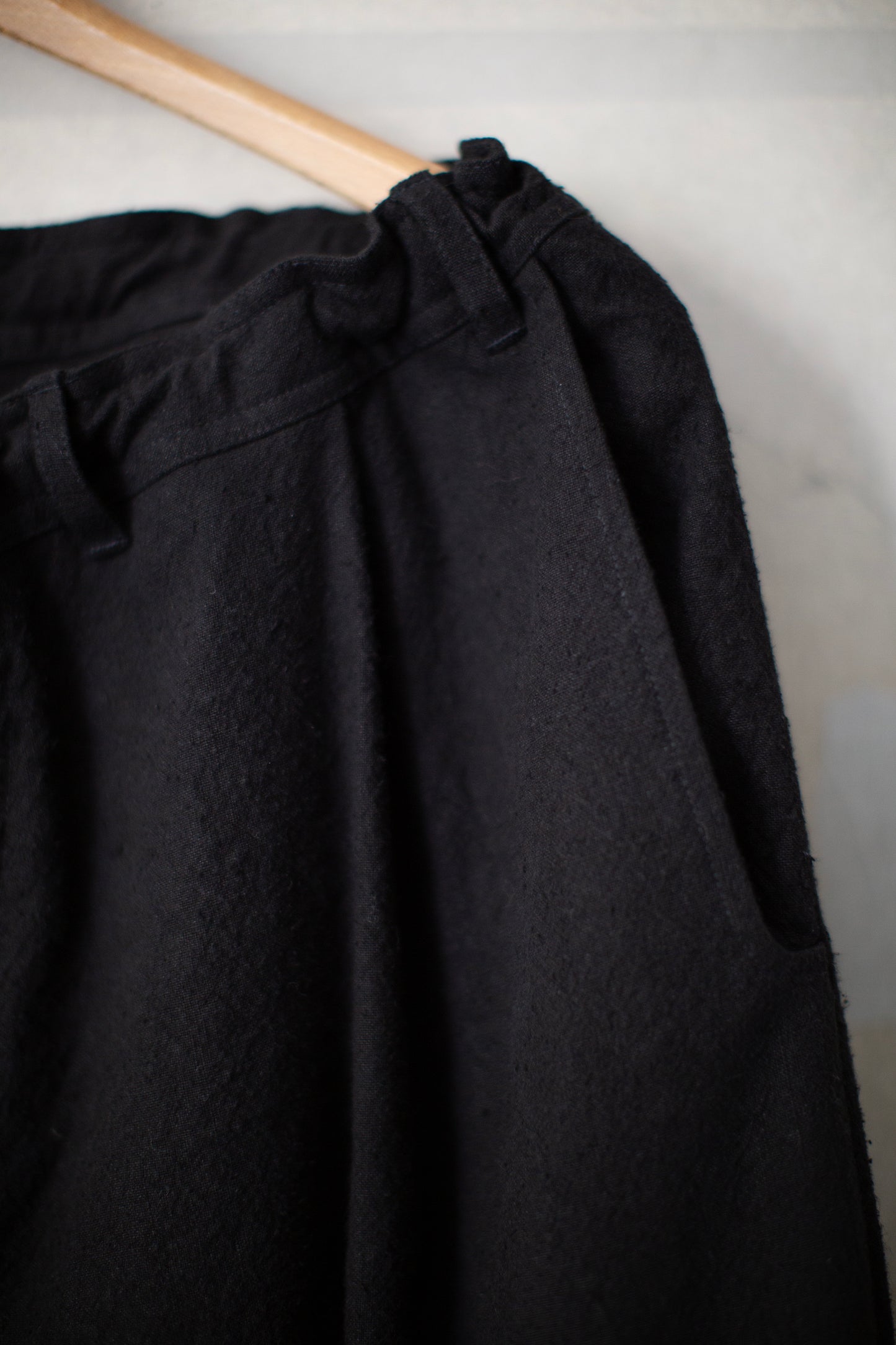 TROUSERS#92 - BLACK HEMP SILK NAPPY CLOTH