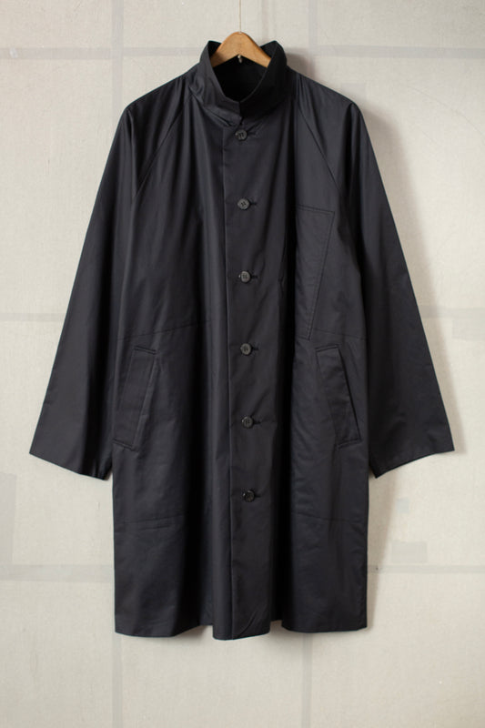 black downproof cotton x cotton flannel long jacket