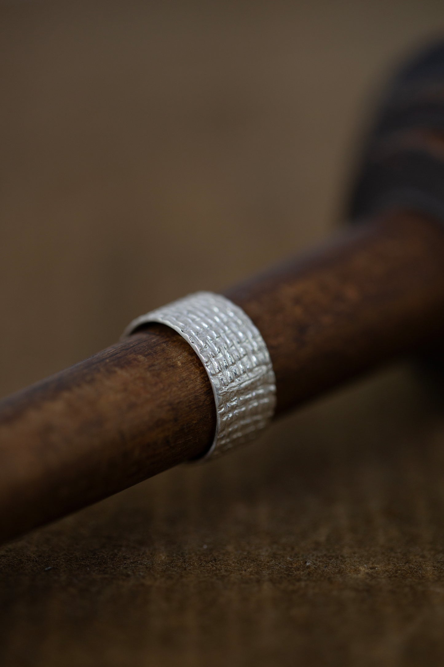 Embossed Silver Wide Ring
