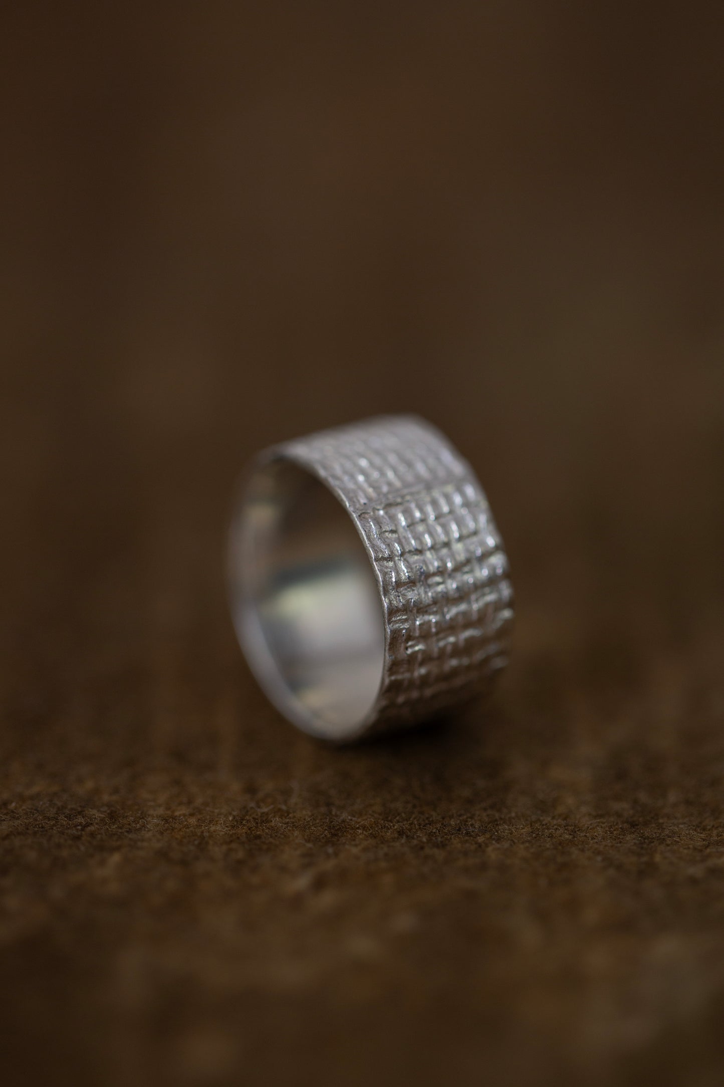 Embossed Silver Wide Ring
