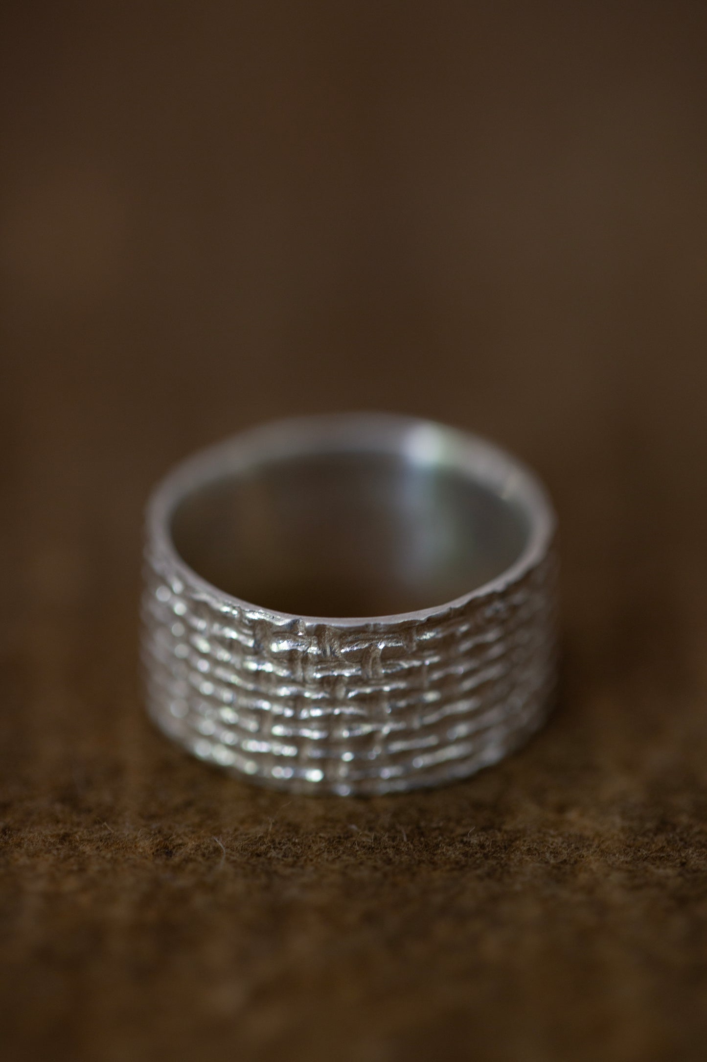 Embossed Silver Wide Ring