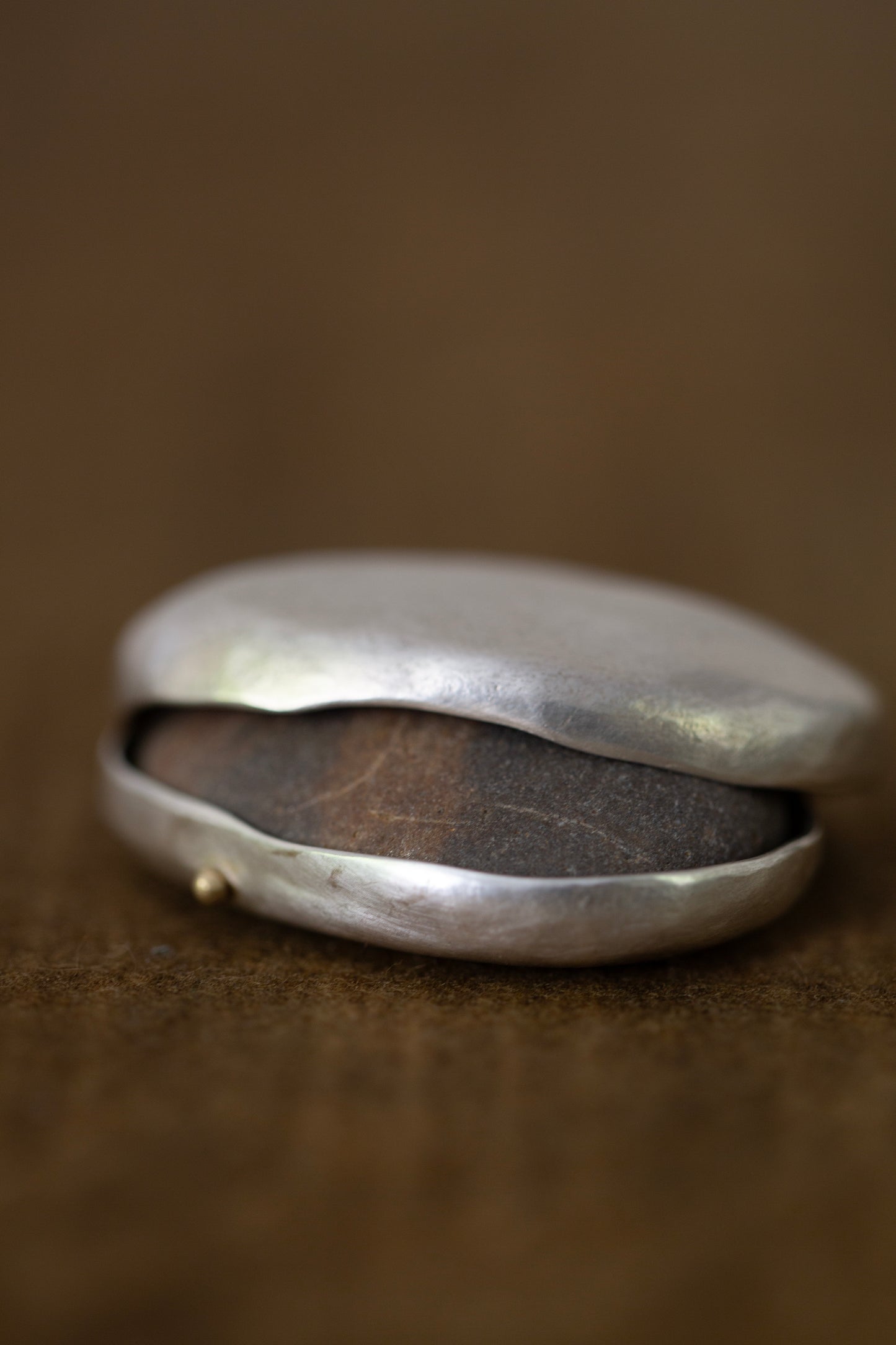 Ishiki -  a pure sterling silver stone vessel by Mayumi Utsunomiya