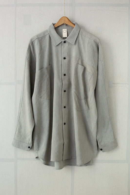 light sumi wool linen shirting wide easy shirt