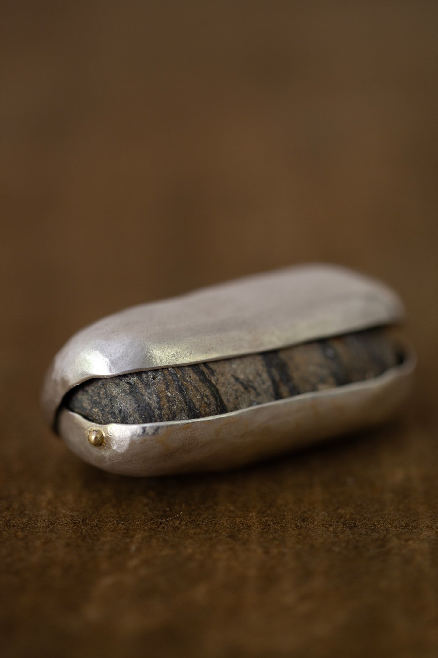 Ishiki -  a pure sterling silver stone vessel by Mayumi Utsunomiya
