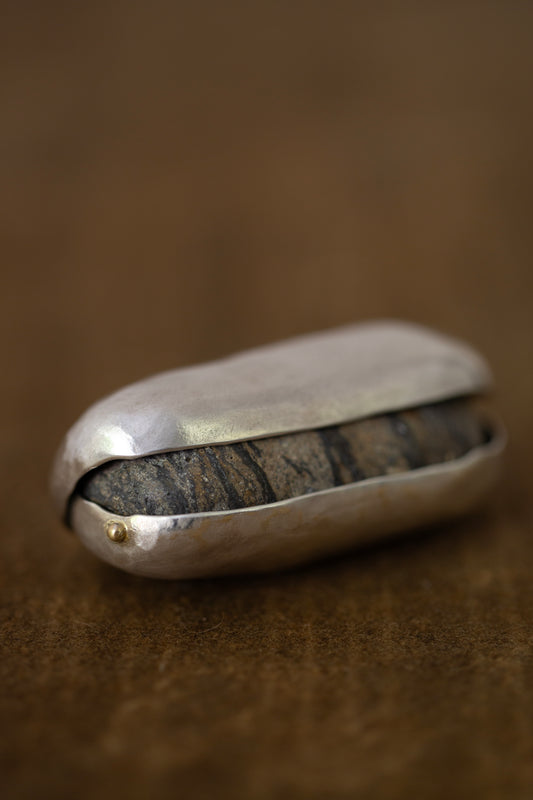 Ishiki -  a pure sterling silver stone vessel by Mayumi Utsunomiya