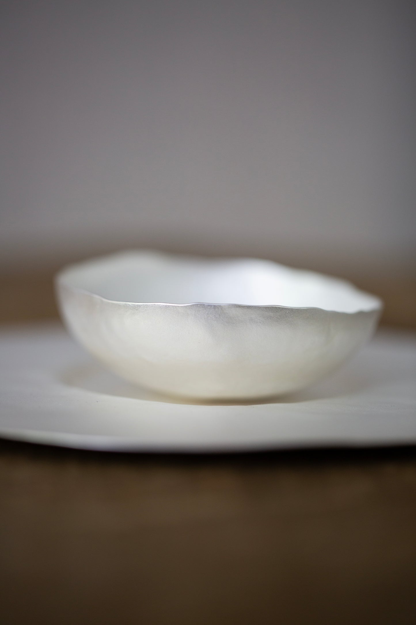 Set of sterling silver coated plate + cup by Mayumi Utsunomiya
