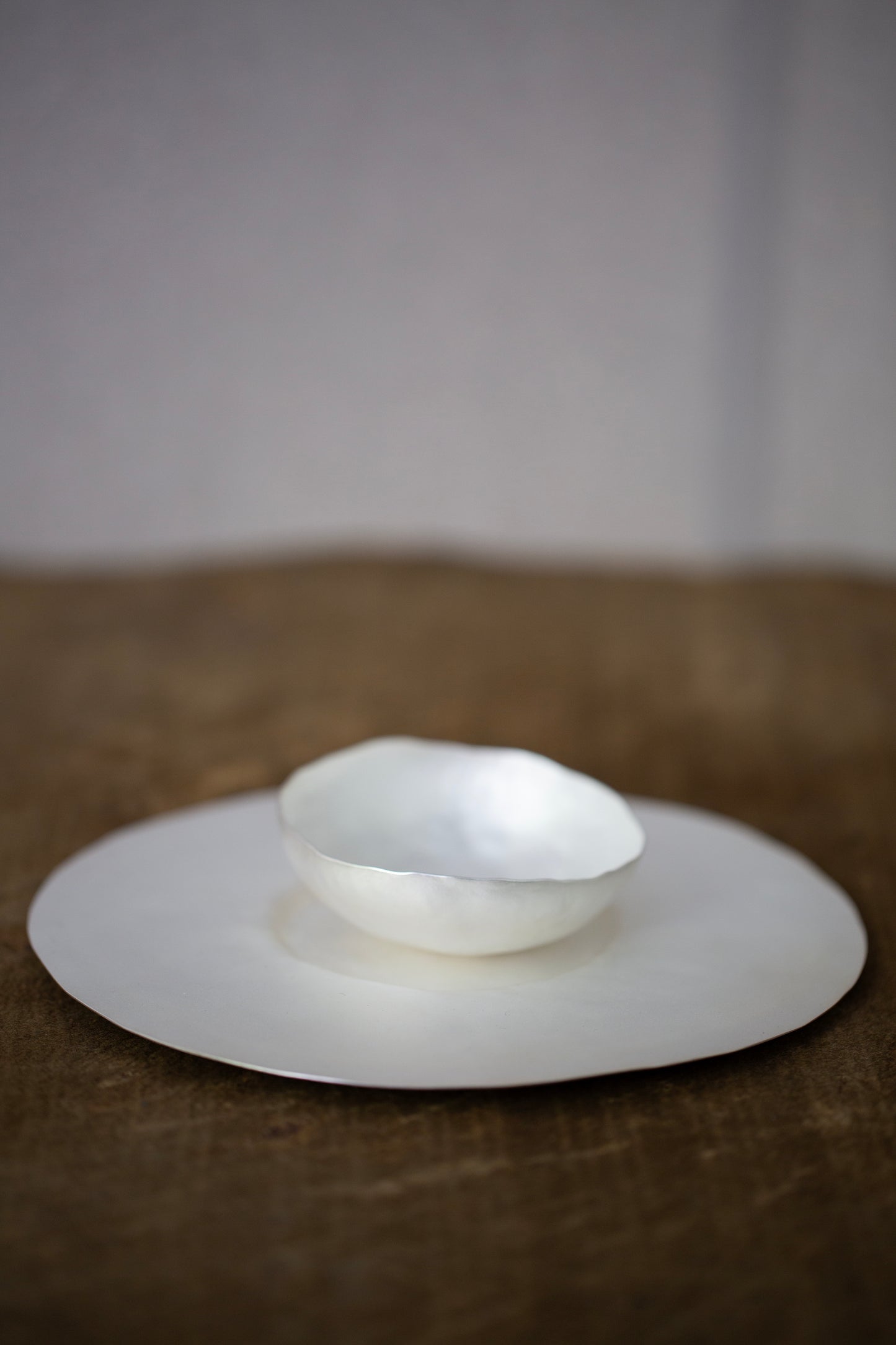 Set of sterling silver coated plate + cup by Mayumi Utsunomiya